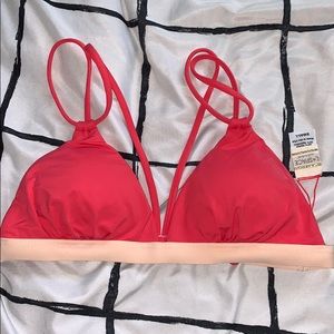 Coral and Tan Bikini Triangle Top